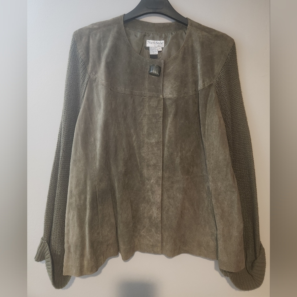 NorthStyle Khaki Suede and Knit Jacket